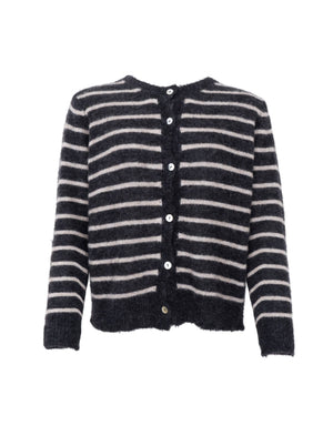 BCDELL striped knit cardigan - Dk. Grey