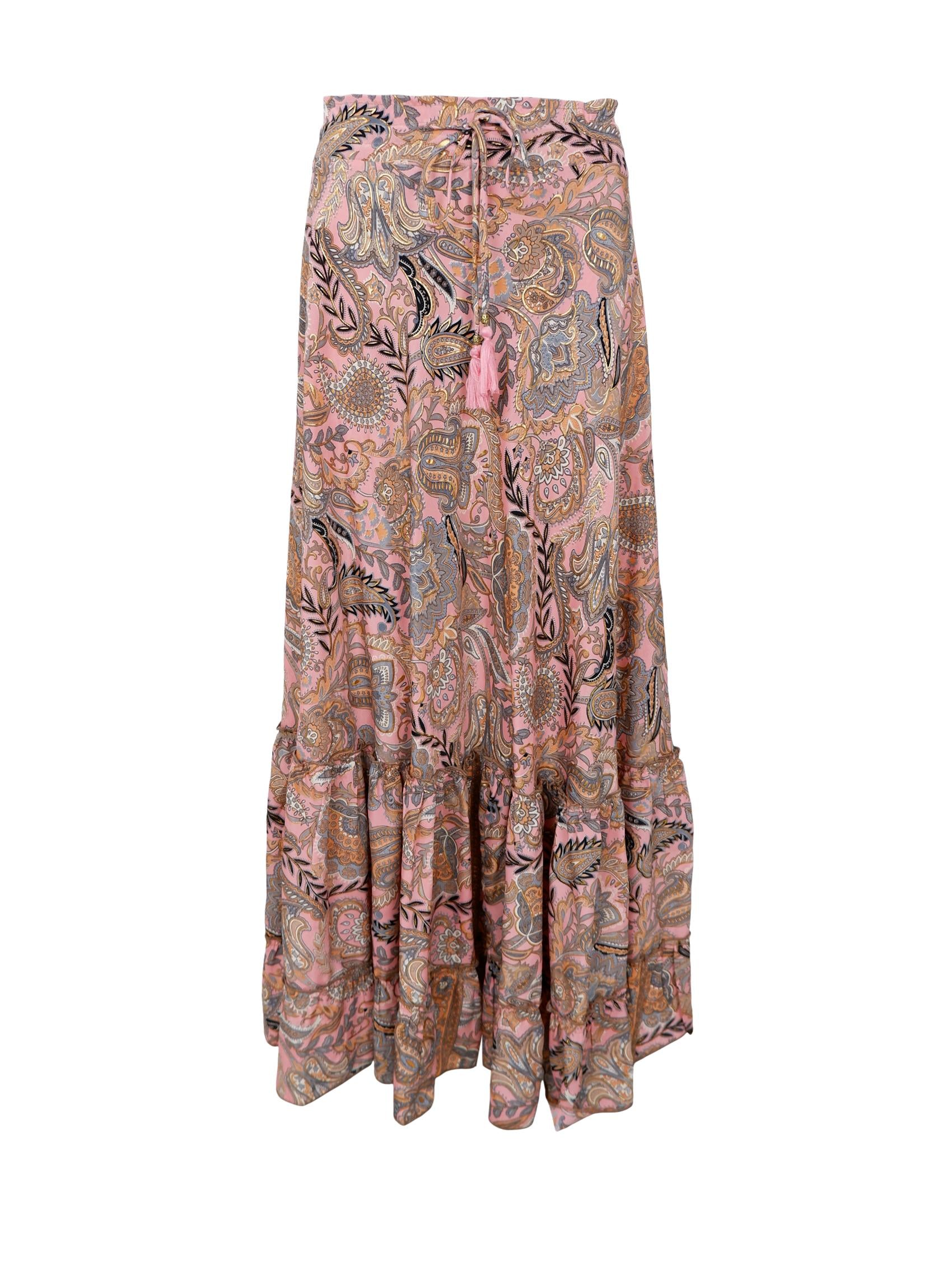 BCLUNA maxi frill skirt - Imperial Rose – Black Colour
