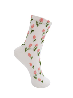 BCDUA flower sock - White