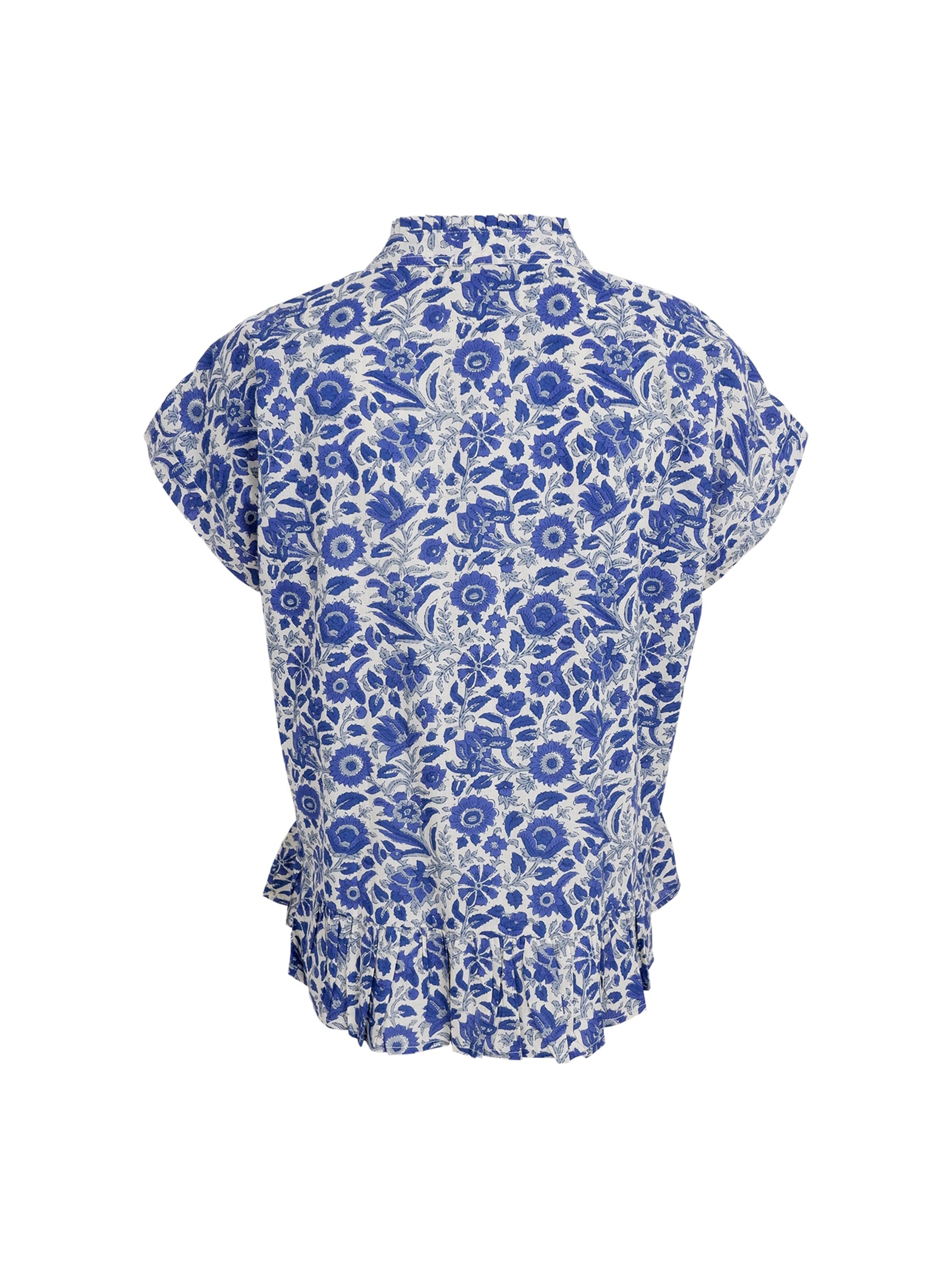 BCFLORA Ruffle s/s blouse - Royal Blue - Black Colour