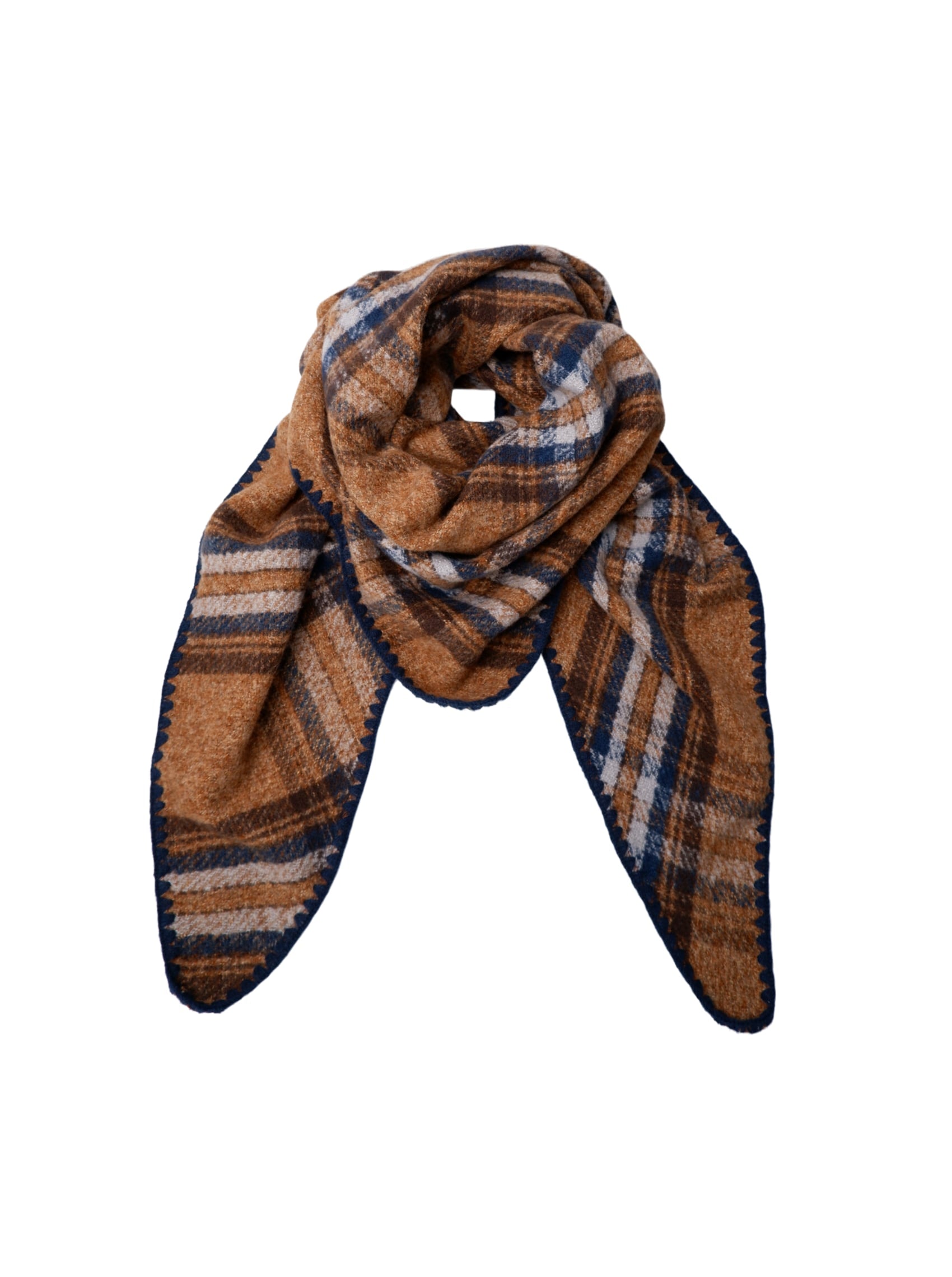 BCLEONI chequered scarf - Camel - Black Colour