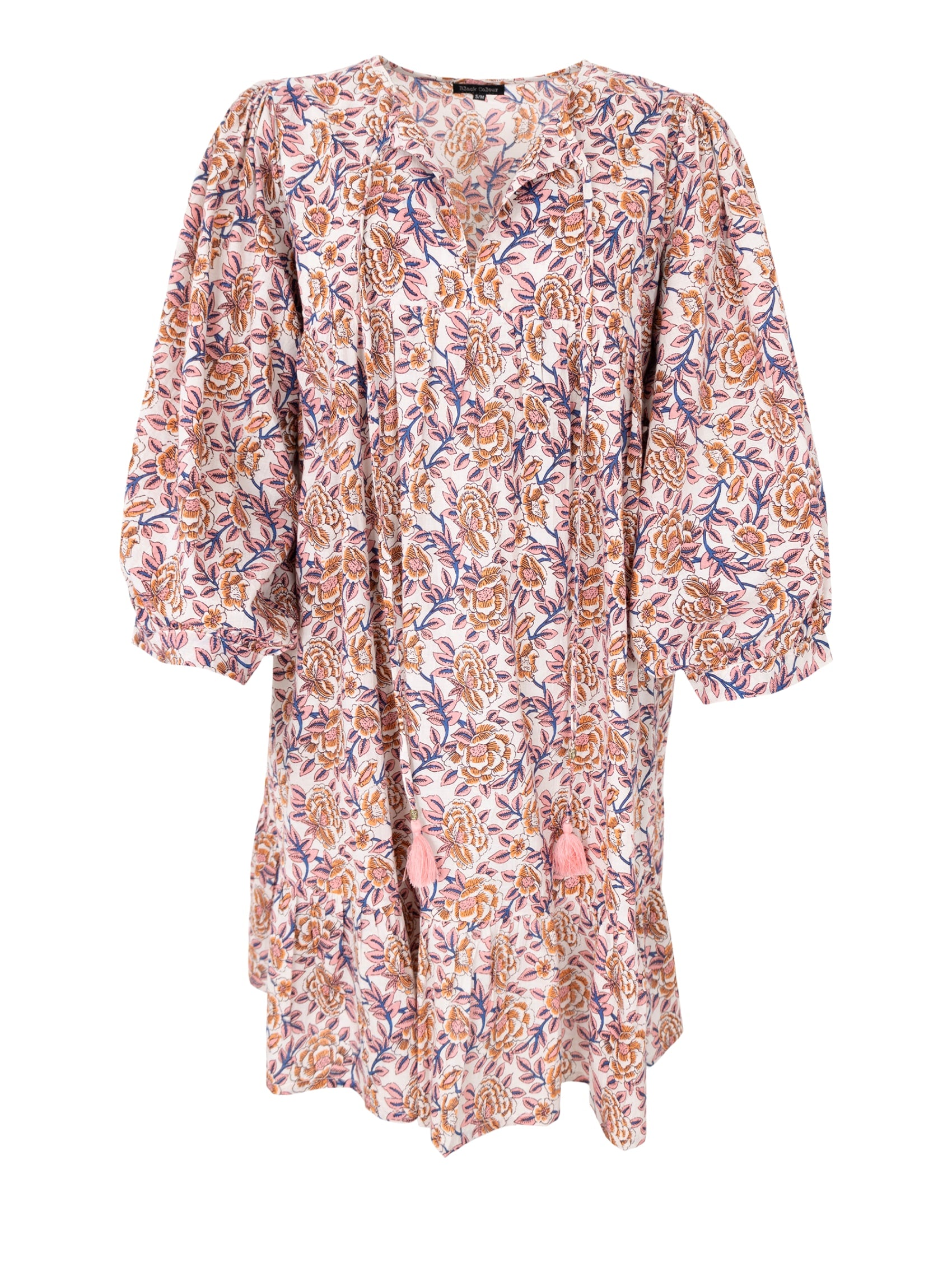 BCFLORA short puff sleeve dress - Fairy Flower - Black Colour