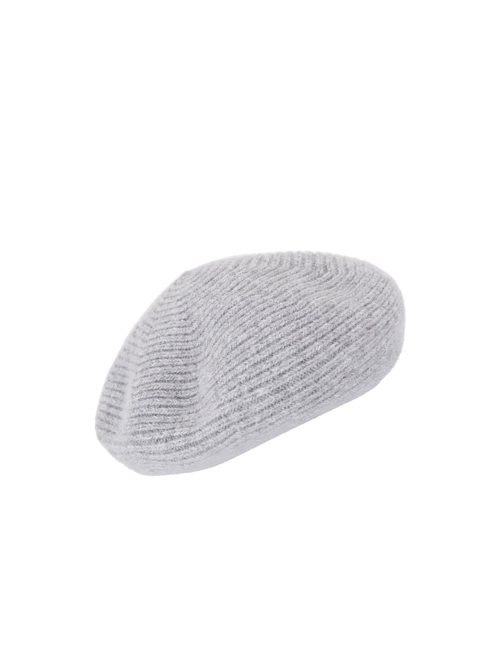 BCAMY knitted baret hat - Grey - Black Colour