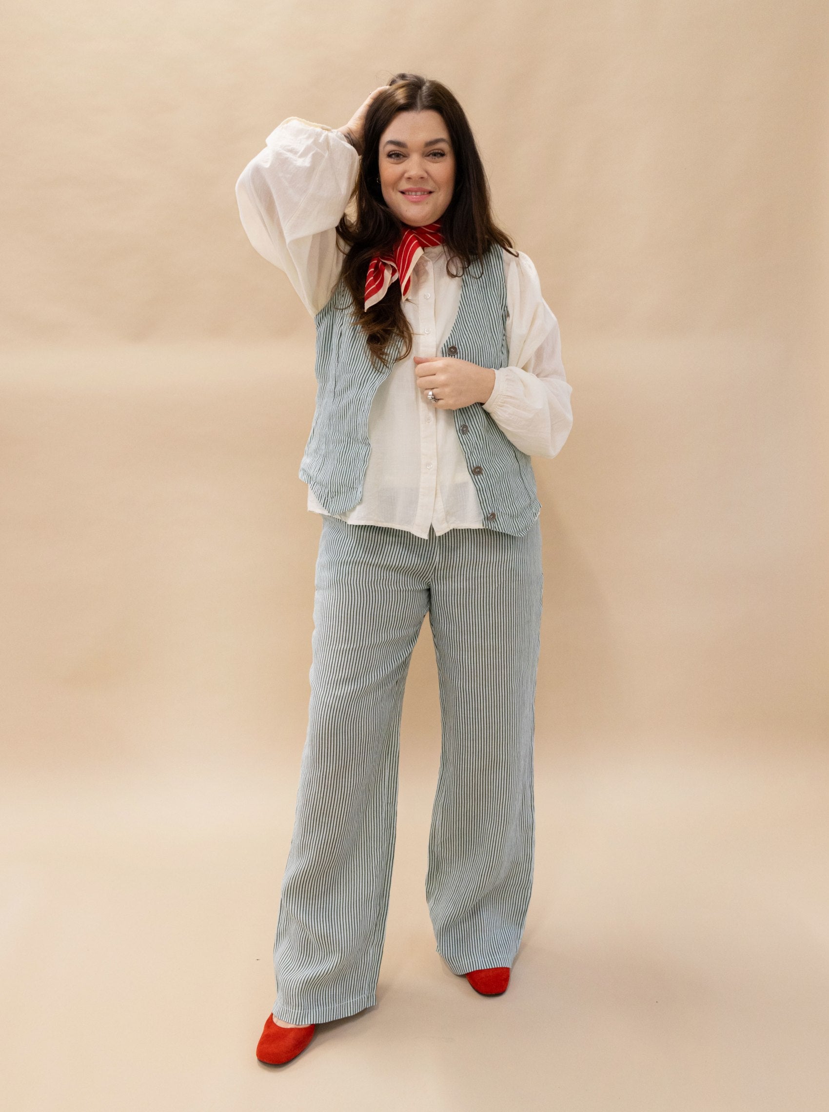 BCMELINA wide linen pant - Safari Green - Black Colour