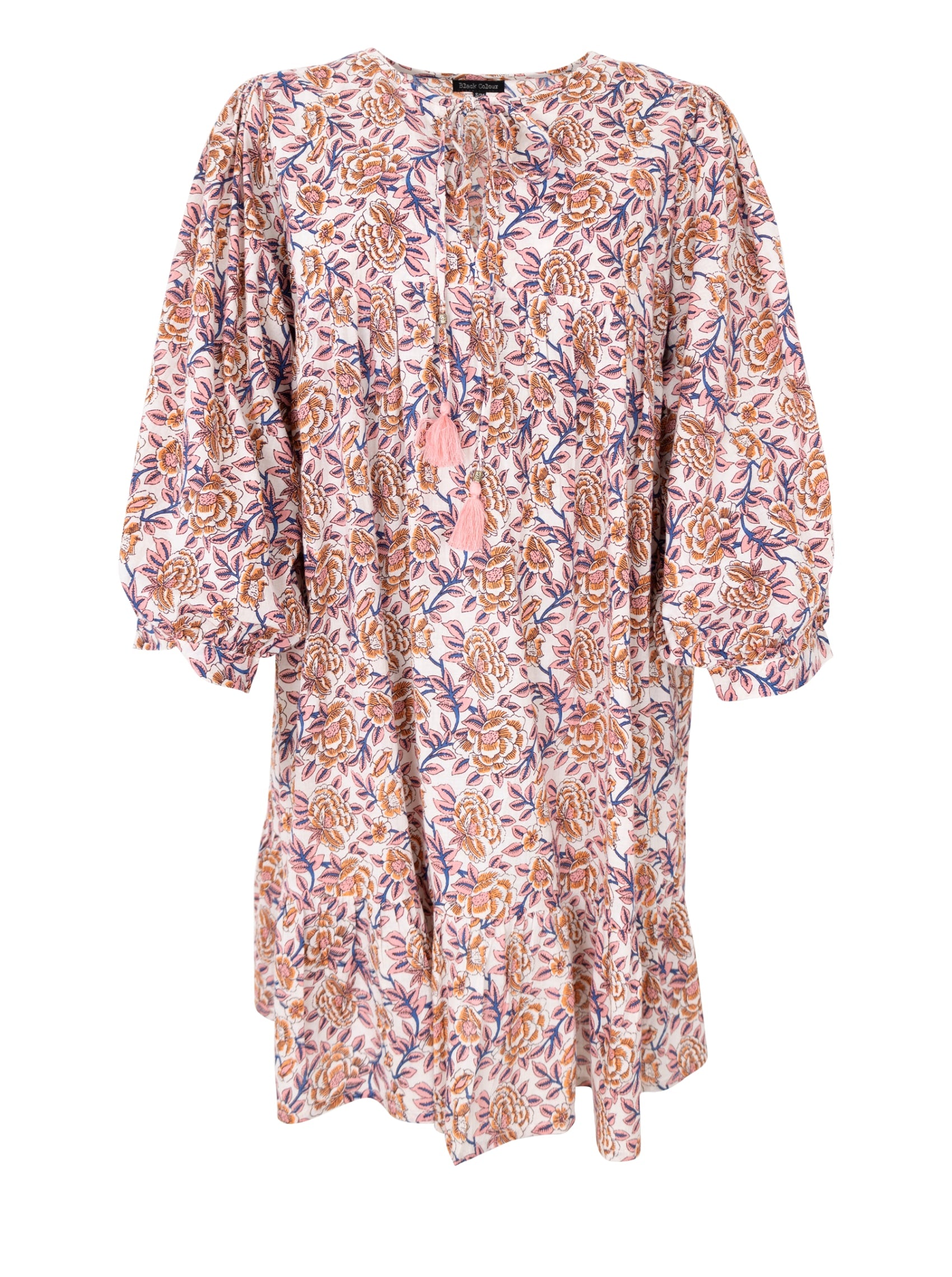 BCFLORA short puff sleeve dress - Fairy Flower - Black Colour