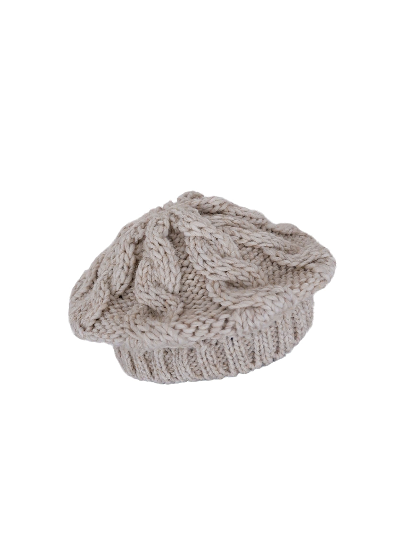BCBERNADETTE knitted baret hat - Creme - Black Colour