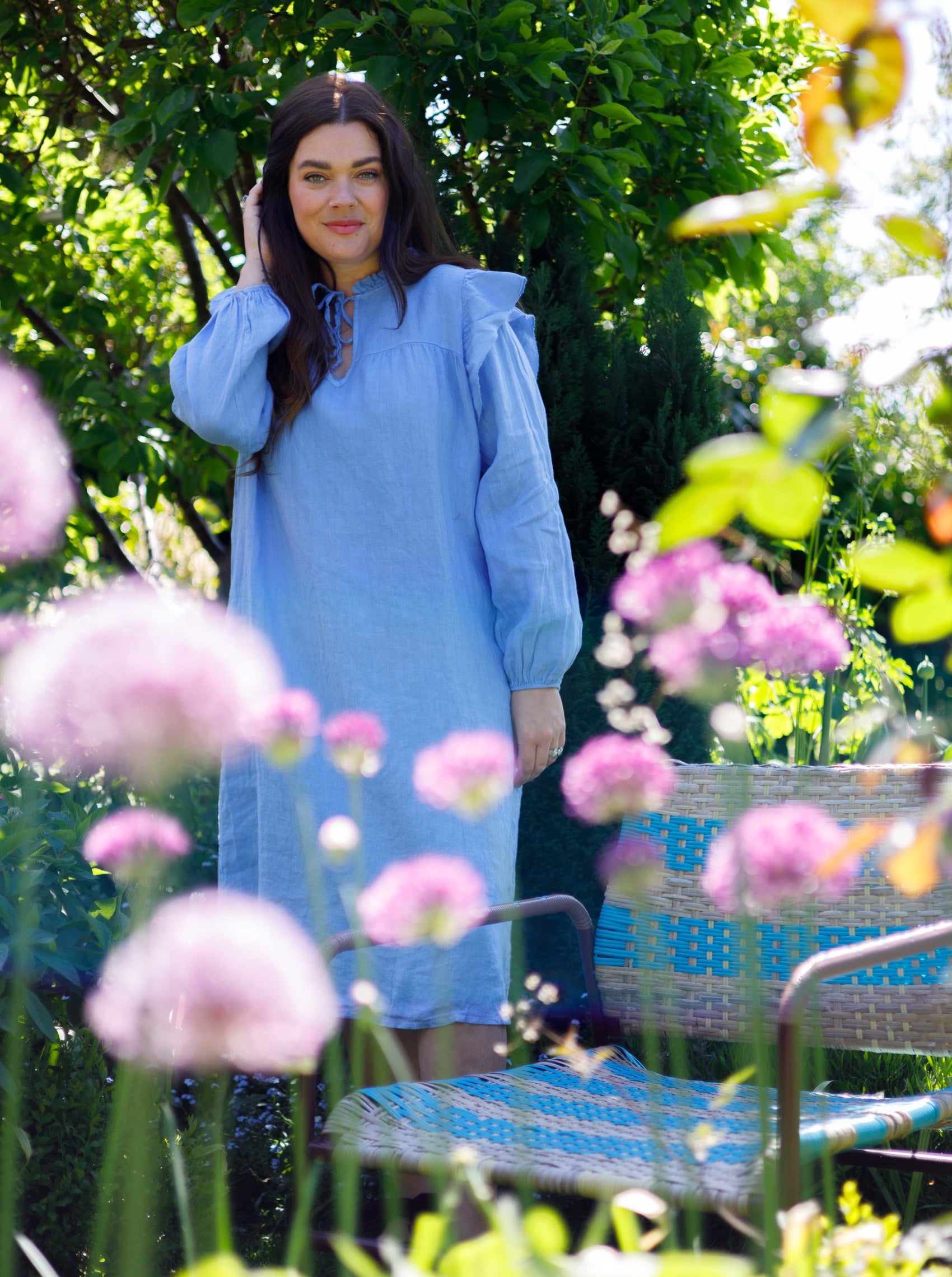 BCMELINA frill dress - Sky Blue - Black Colour