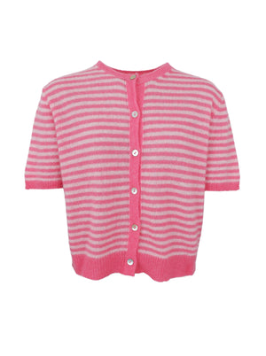 BCDELL striped ss cardigan - Raspberry