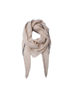 BCDELL striped mini scarf - Natural / Grey - Black Colour