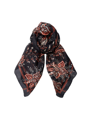 BCKIRSTINE silk scarf - Black Paisley - Black Colour