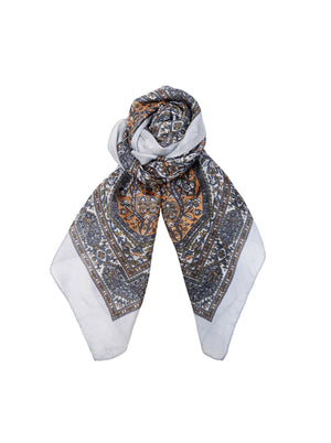 BCKIRSTINE silk scarf - Grey - Black Colour