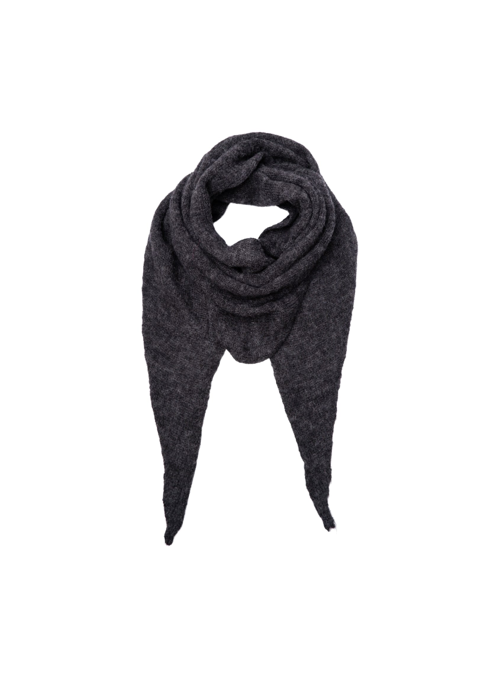 BCDELL knitted medium scarf - Dk. Grey Melange - Black Colour