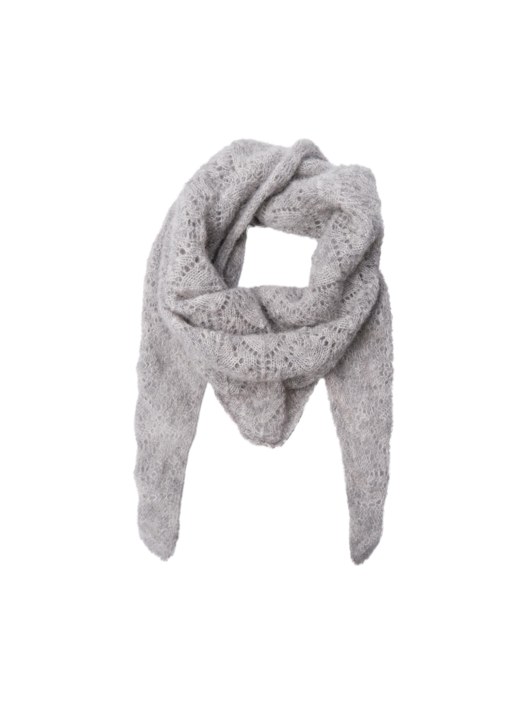 BCDELL needledrop mini scarf - Light Grey – Black Colour