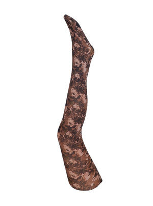 BCALMA tights - Brown Flower - Black Colour