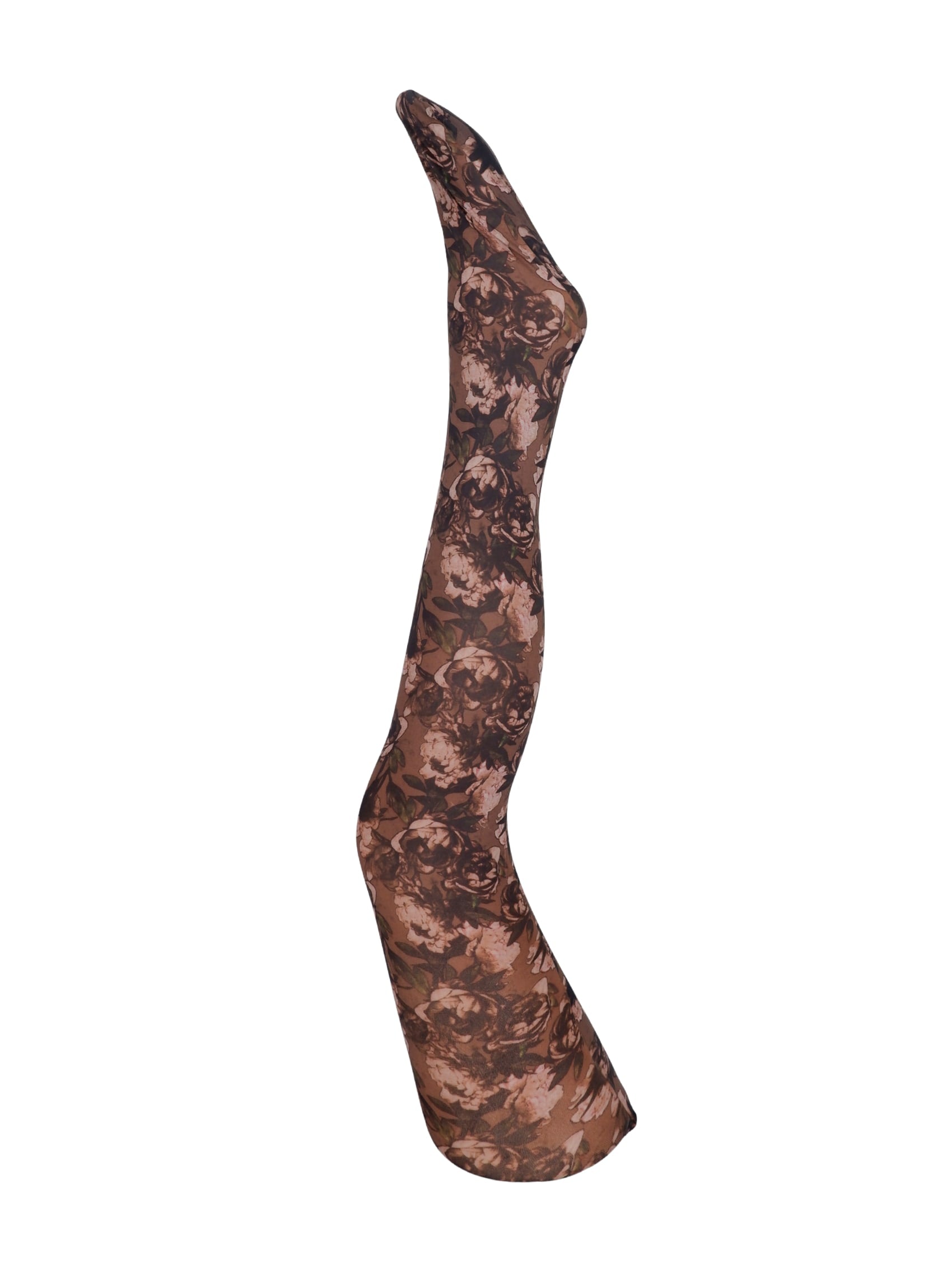BCALMA tights - Brown Flower - Black Colour