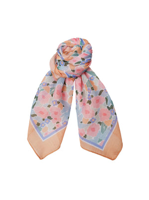 BCALMIRA cotton mini scarf - Peach Flowers