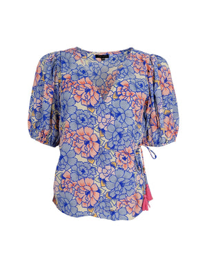 BCLUNA puff sleeve wrap blouse - Blossom Blue