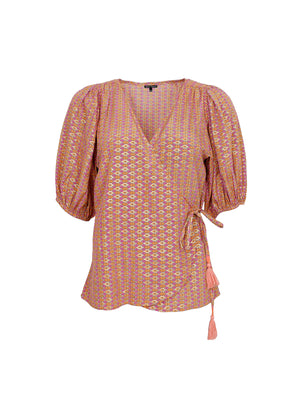 BCLUNA puff sleeve wrap blouse - Pink Diamond