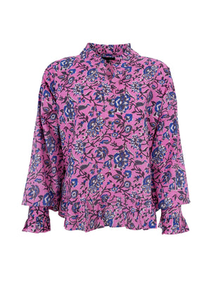 BCFLORA Ruffle blouse - Pink Paradise - Black Colour