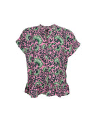 BCFLORA Ruffle s/s blouse - Pink Dahlia - Black Colour