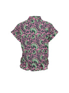 BCFLORA Ruffle s/s blouse - Pink Dahlia - Black Colour