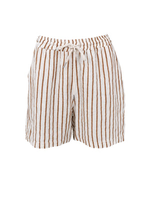 BCMELINA linen shorts - Camel Stripe