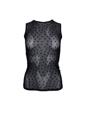 BCISOLE love mesh tank top - Black Heart