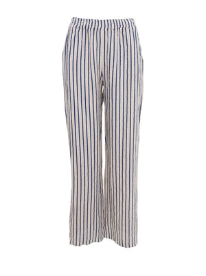 BCMELINA wide linen pant - Navy Stripe