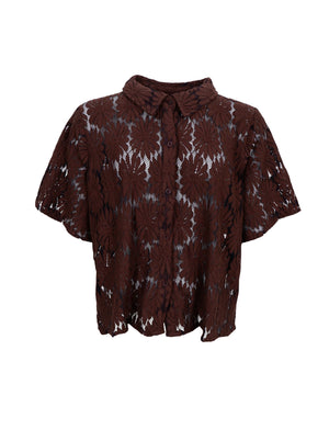 BCCOSMOS ss flower shirt - Chocolate