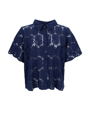 BCCOSMOS ss flower shirt - Navy