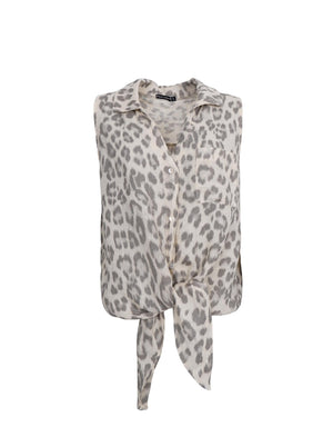 BCMELINA sleeveless tie shirt - Natural Leo