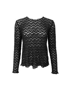 BCBLAIR ls lace blouse - Black