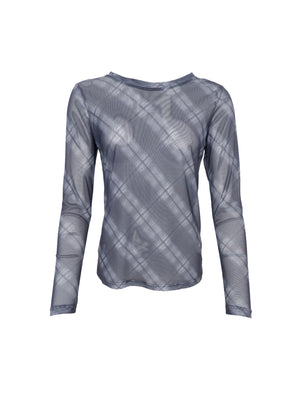 BCKAMMA mesh blouse - Grey Tartan