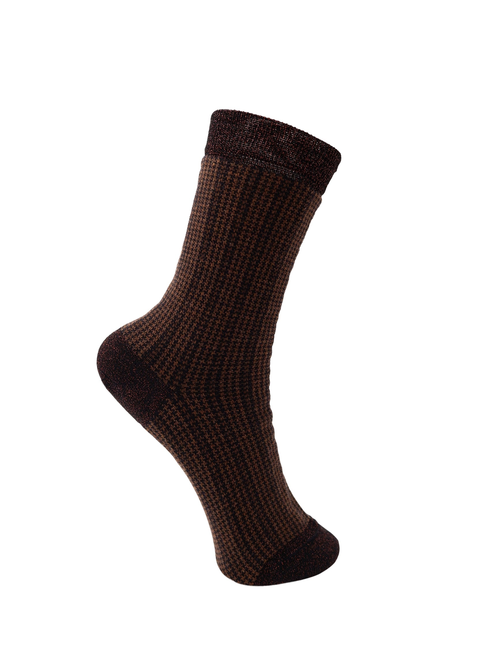 BCWALES check sock - Brown - Black Colour