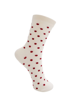 BCHELEN dotted sock - Cream/Wine
