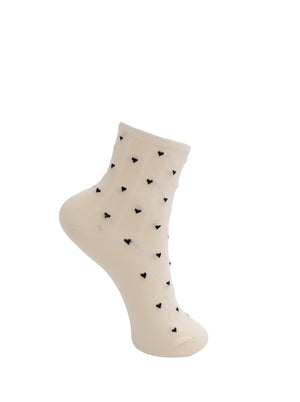 BCALEA heart sock - Cream w. Black Hearts