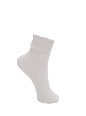 BCTEGAN ankle flower sock - White