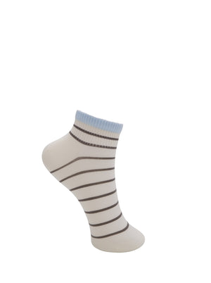BCHANIA anklet sock - Off White w. Blue