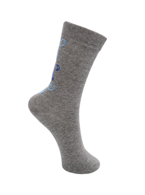 BCELORA sock - Lt. Gray w. Blue Bows