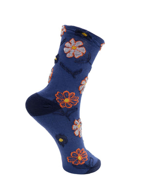 BCROSIE flower sock - Navy