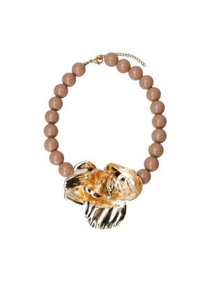 BCCASTELLI flower necklace - Latte / Gold Colored