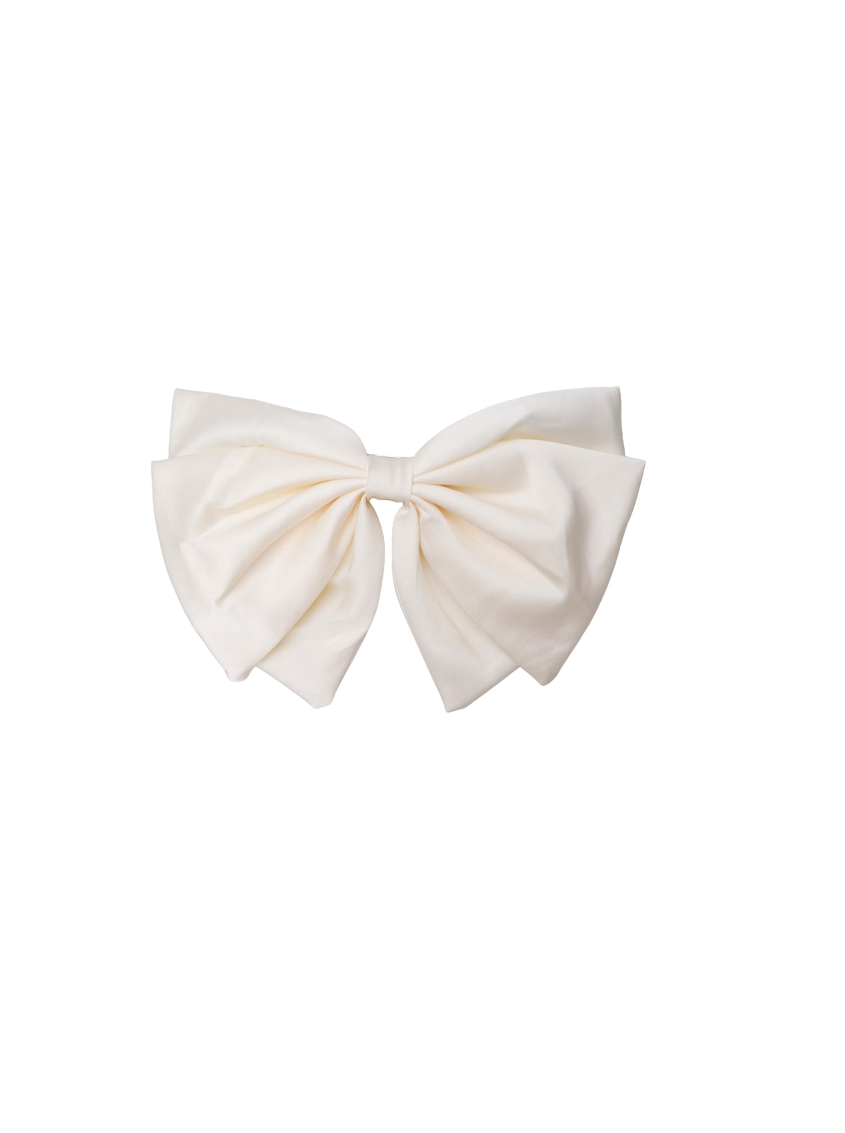 BCINA satin bow barette - Off White - Black Colour