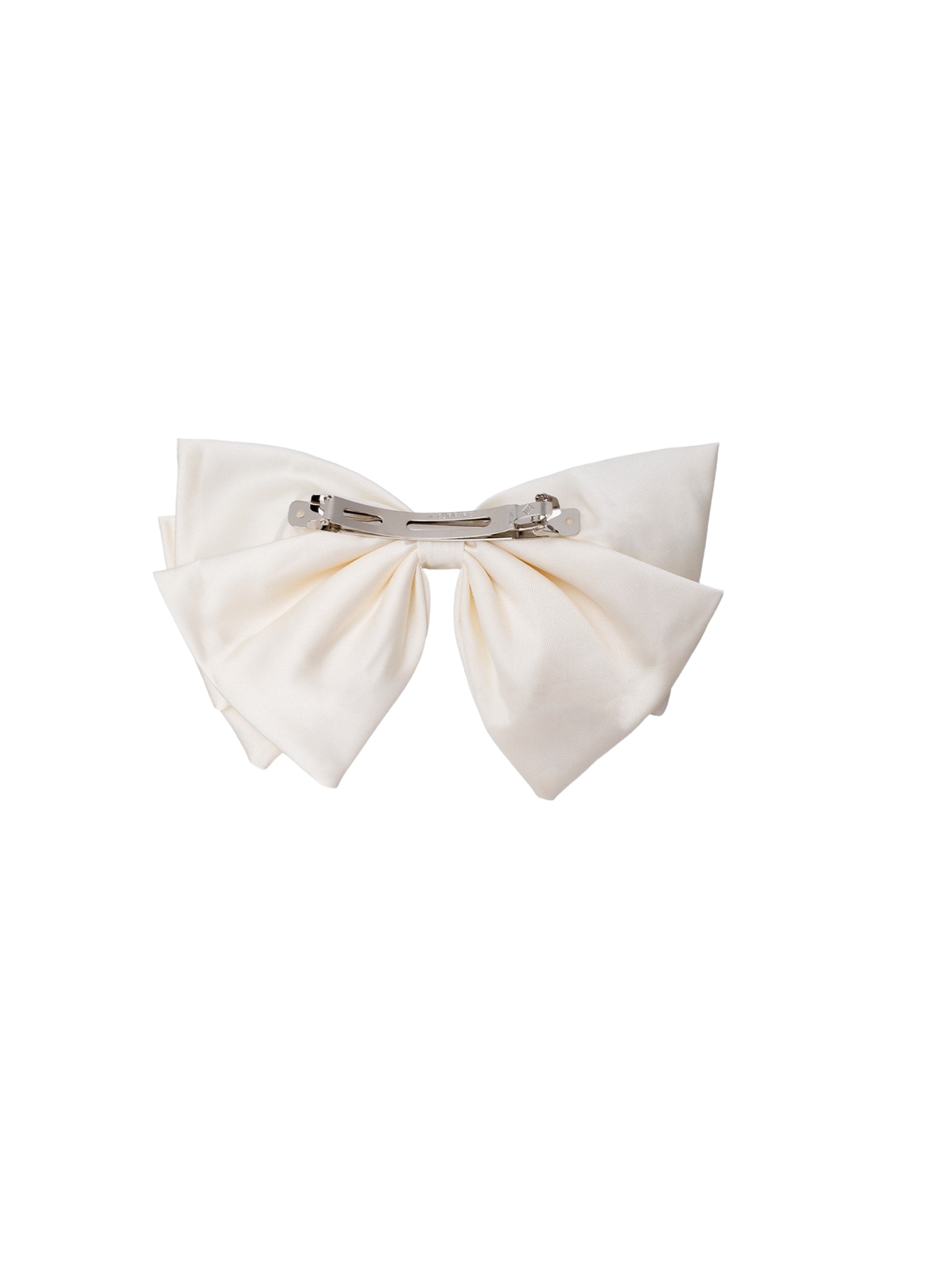 BCINA satin bow barette - Off White - Black Colour