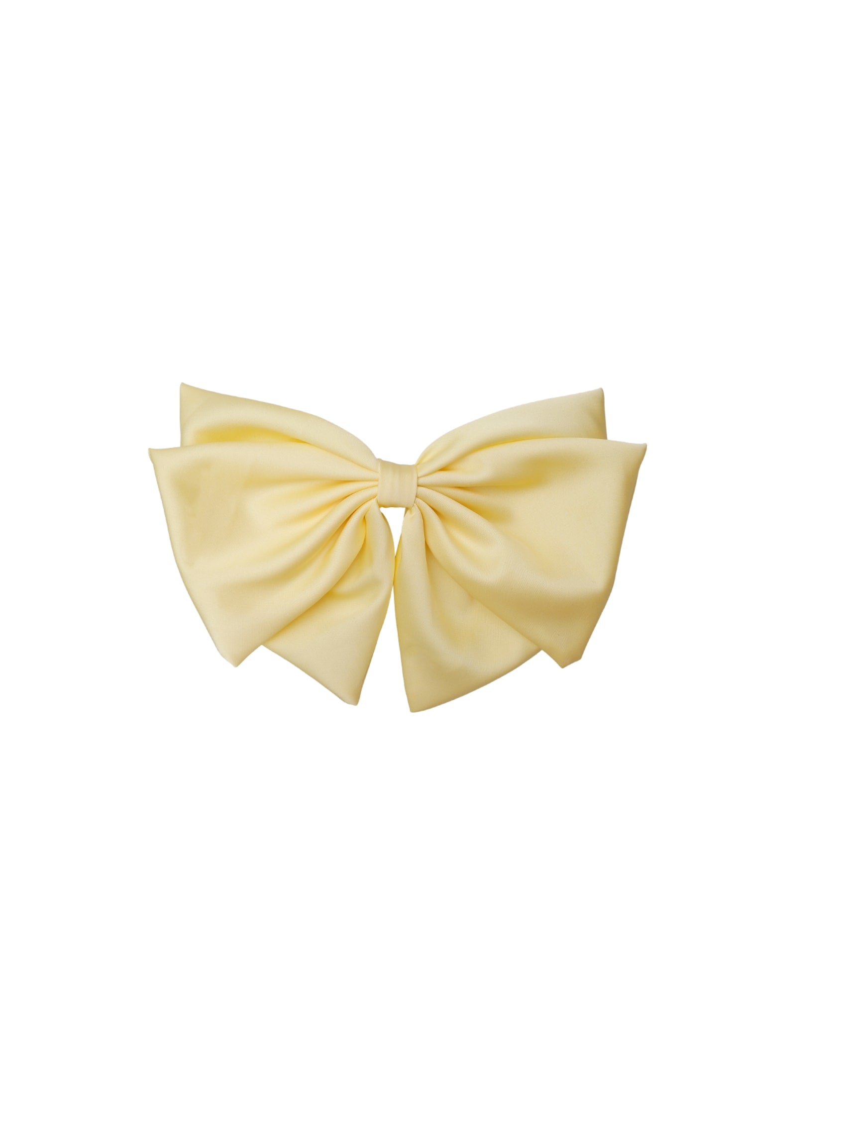 BCINA satin bow barette - Soft Yellow - Black Colour