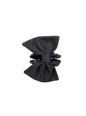 BCKERI bow denim hair claw - Black Denim