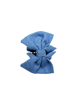 BCKERI bow denim hair claw - Blue Denim