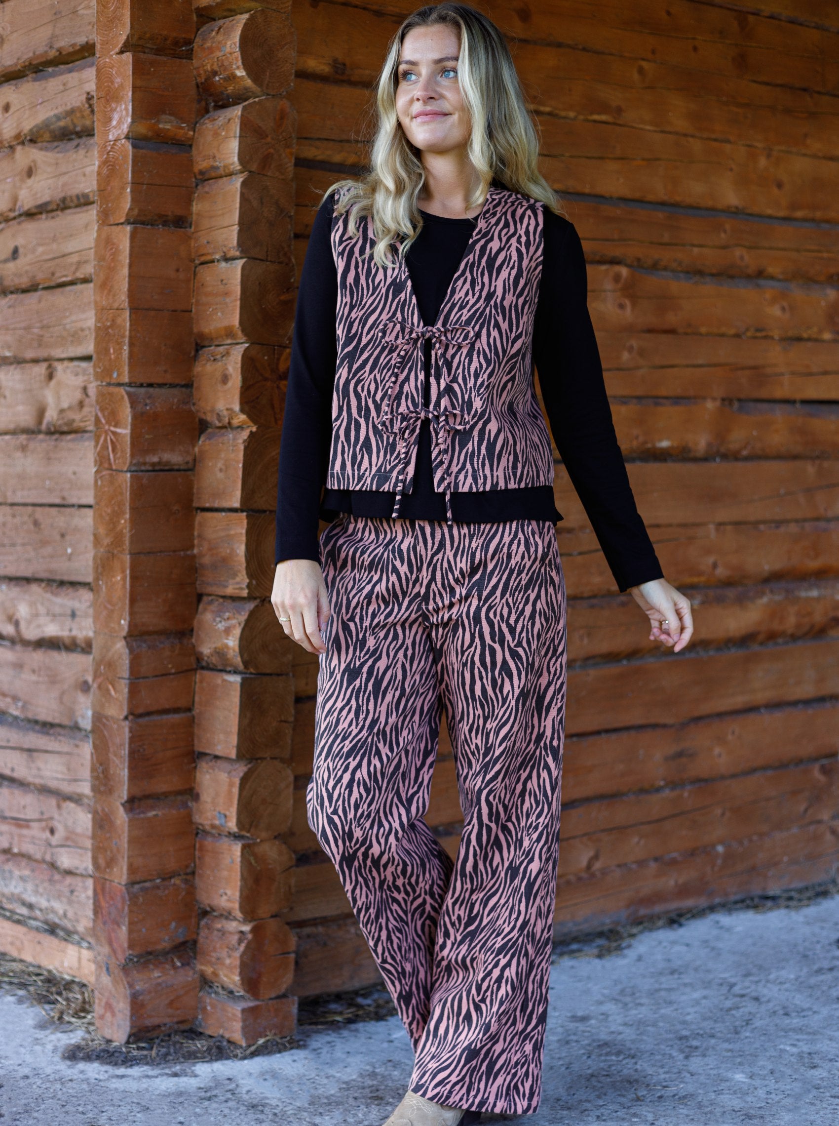 BCNIKITA zebra box pant - Rose Zebra - Black Colour