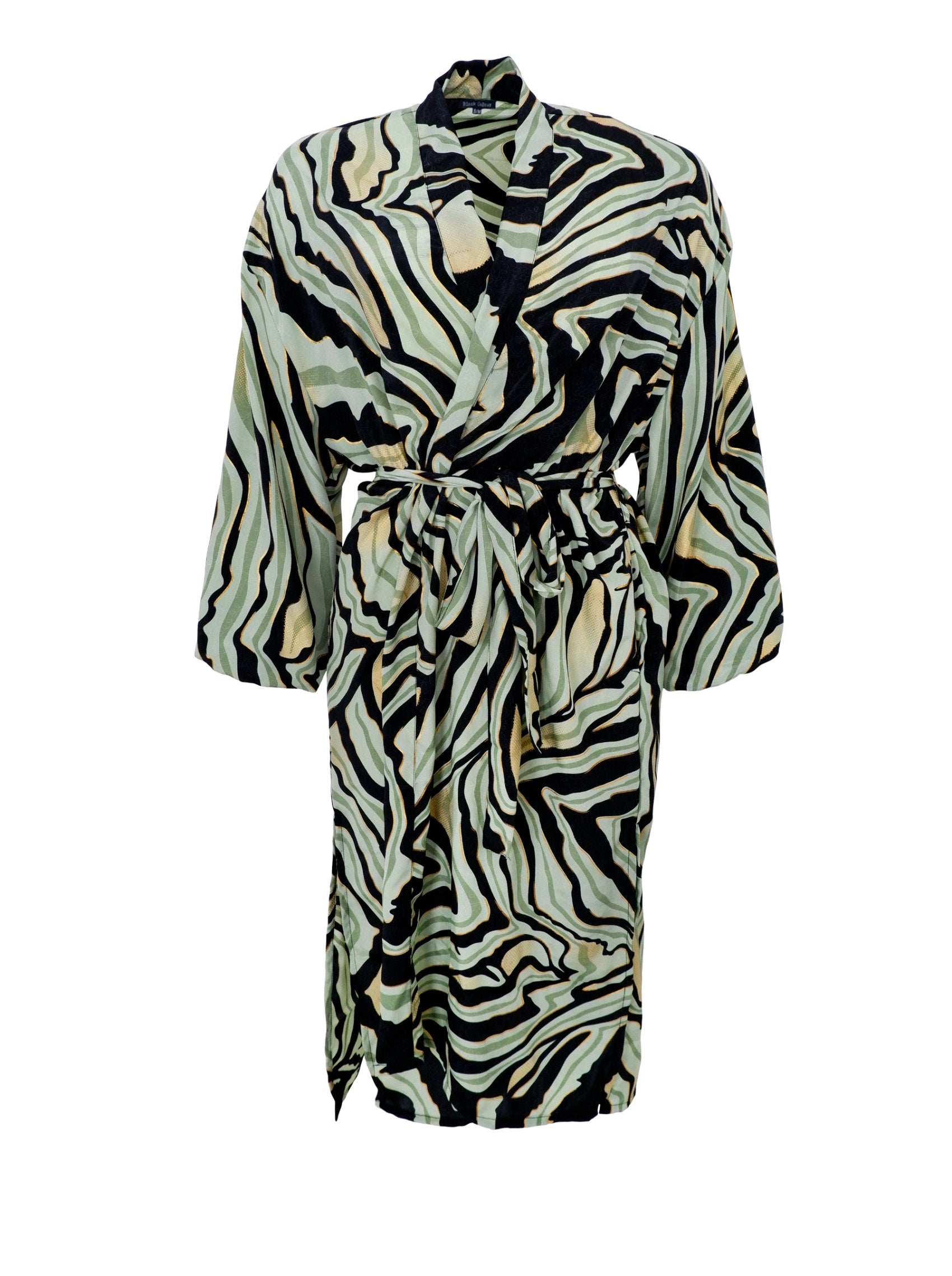 BCLUNA long kimono - Green Craze - Black Colour