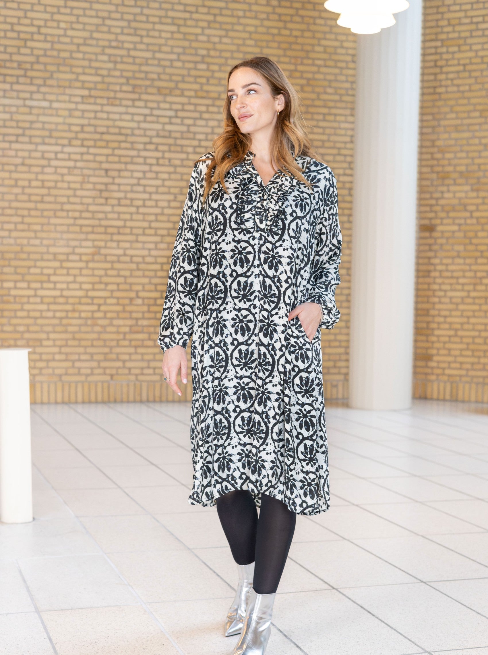 BCLUNA Ruffle tunic dress - Black Lily - Black Colour