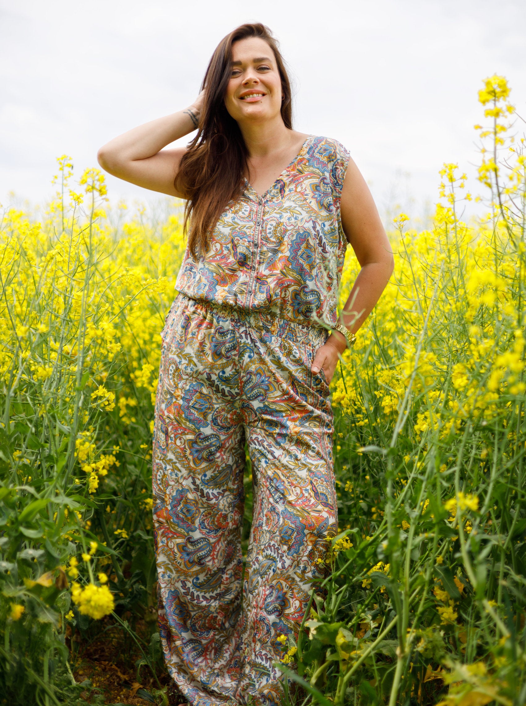 BCLUNA sleeveless jumpsuit - Summer Garden - Black Colour